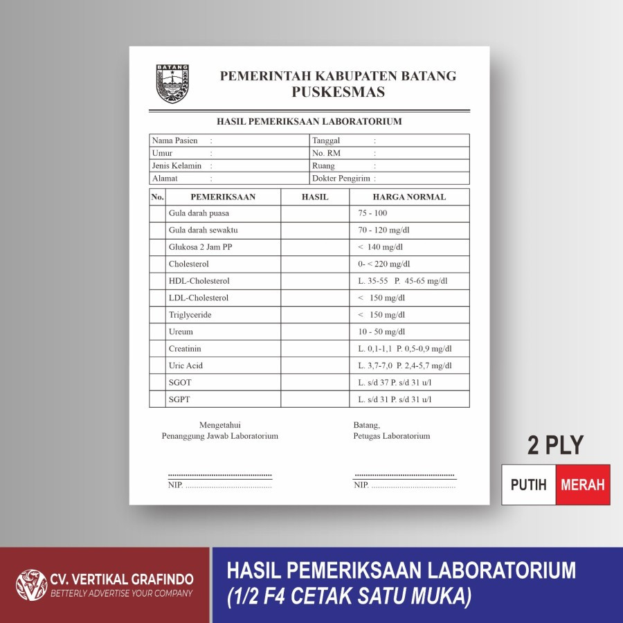 FORM HASIL PEMERIKSAAN LABORAT 3 PLY