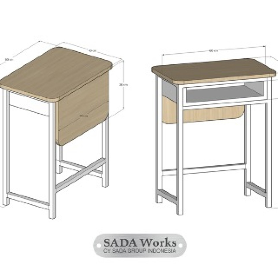 Meja Kursi Siswa Modern Classroom - samping