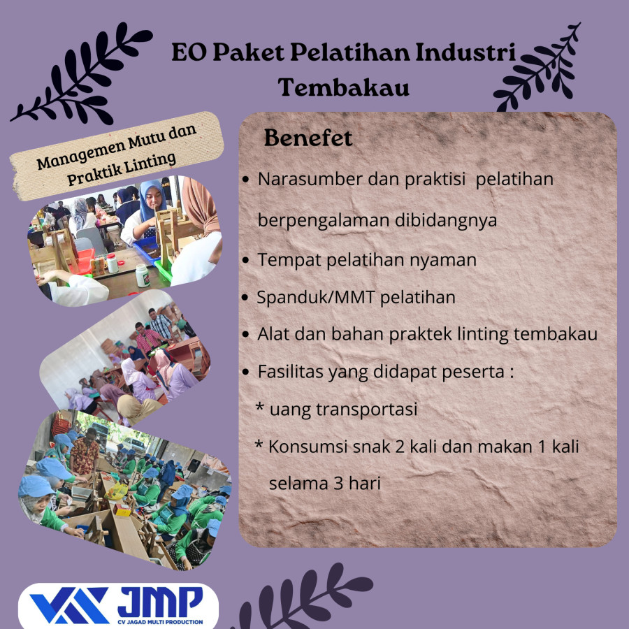 Penyelenggara Pelatihan Industri Tembakau - depan