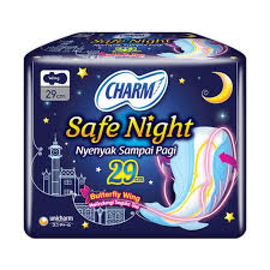 Pembalut wanita Charm safe night wings 29 cm
