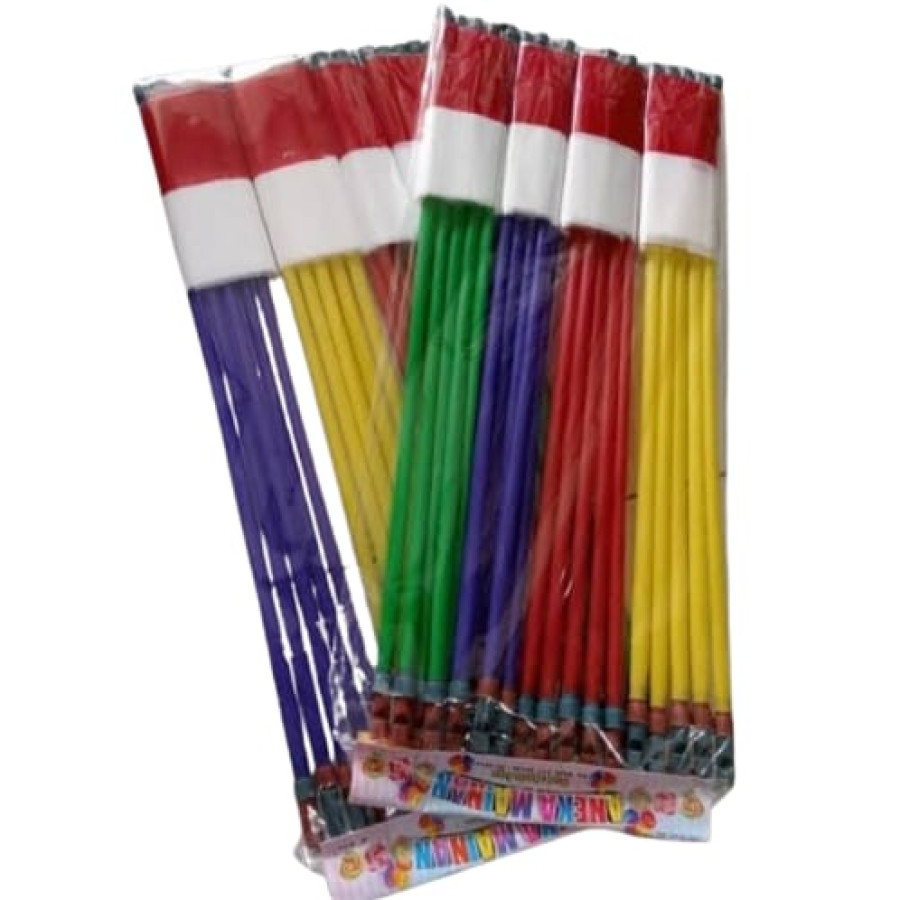 Bendera Merah Putih Plastik Tongkat Berpeluit Uk. 21x14
