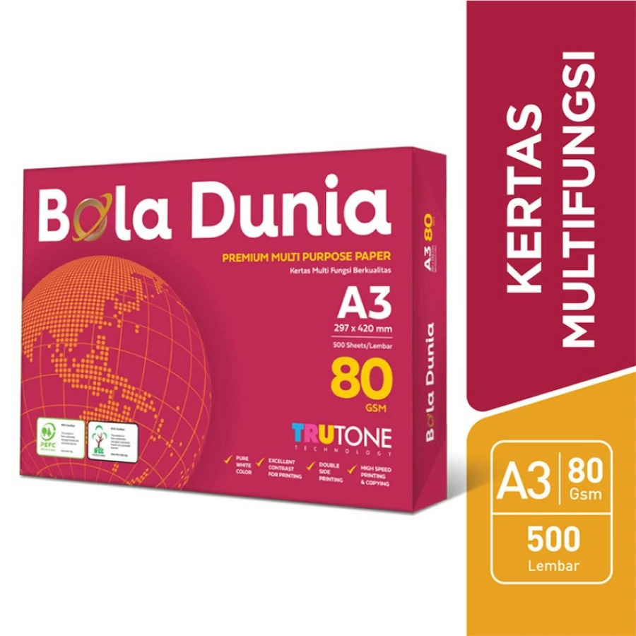 Kertas HVS Bola Dunia 80 gsm A3