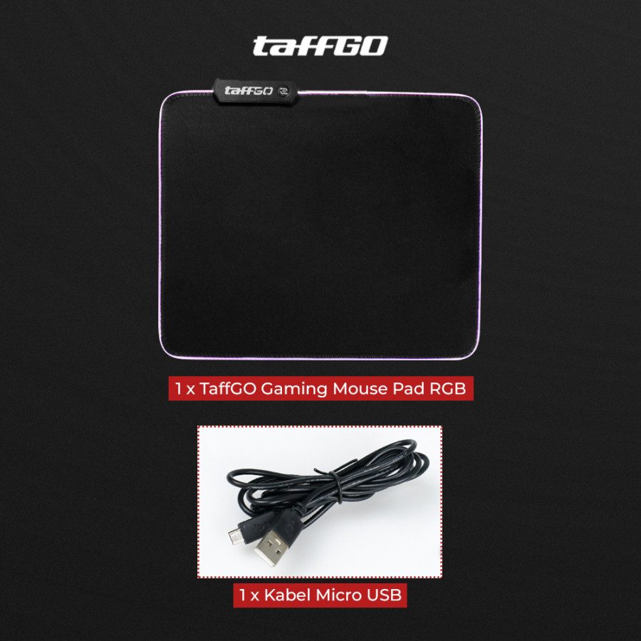 TaffGO Gaming Mouse Pad Glowing RGB LED High Precision 250x350x4mm - Black - depan