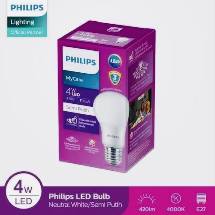 Philips Lampu LED Bulb 4Watt Putih