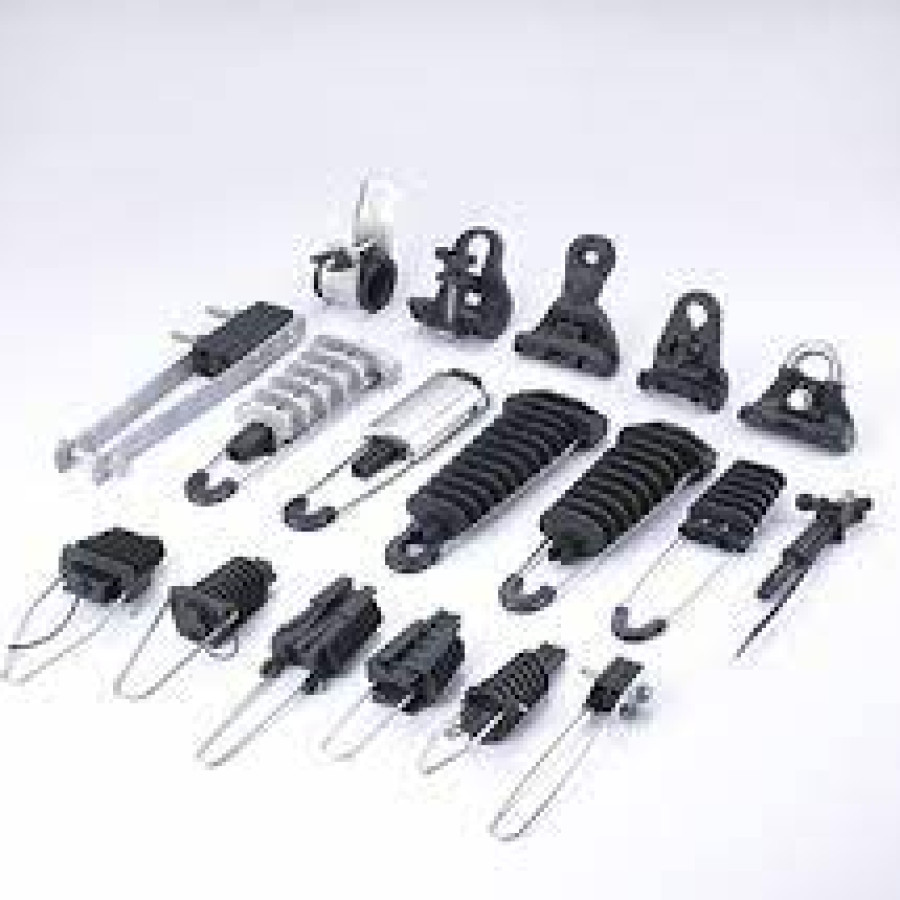 Aksesoris Tiang Fiber Optik Klem Penjepit Kabel Serat Optik J Hook Tipe S Plastik Klem Tension Perbaikan Braket Logam