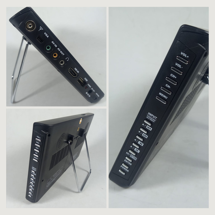 TV Monitor 10 Inch DVB-T2 dan Analog HDMI AV - D10 - Black - samping