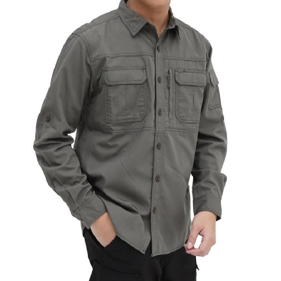 KEMEJA EIGER MEN'S ESCRAPMENT XTR LS F1, GRY DAN CELANA EIGER RIVULET ROLL UP PANT F1, DGR, - utama