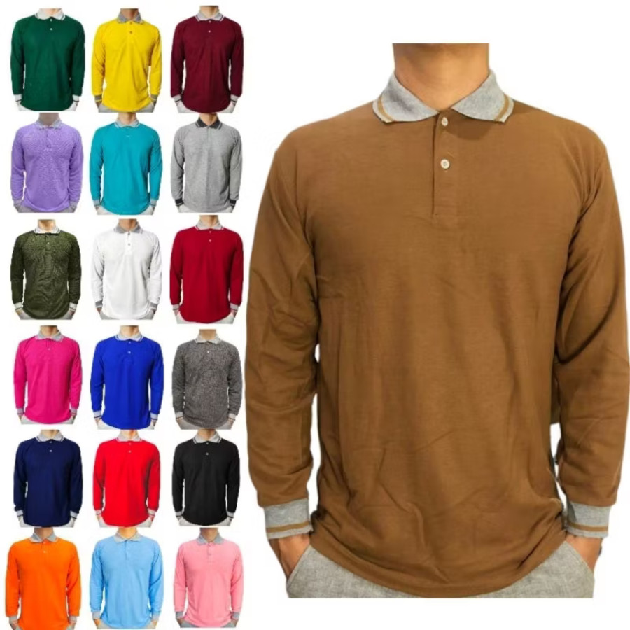 Kaos Polo Lengan Panjang custom bordir - samping