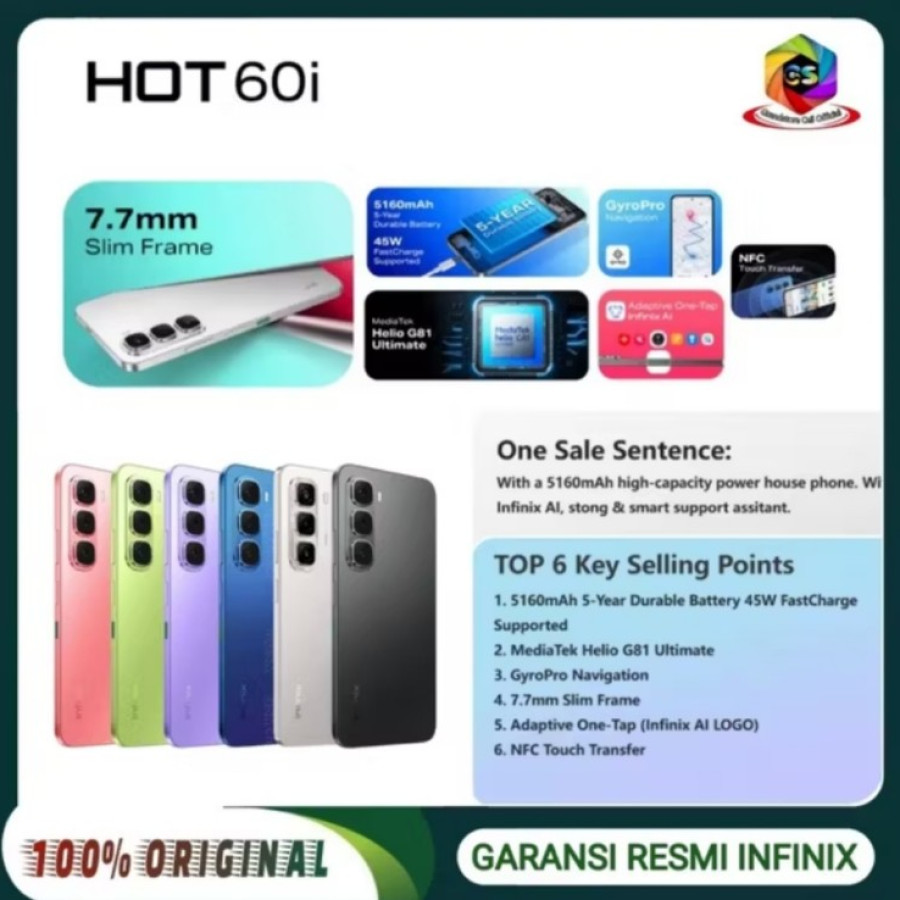 INFINIX HOT 60i Ram 8 plus Rom 256gb - detail