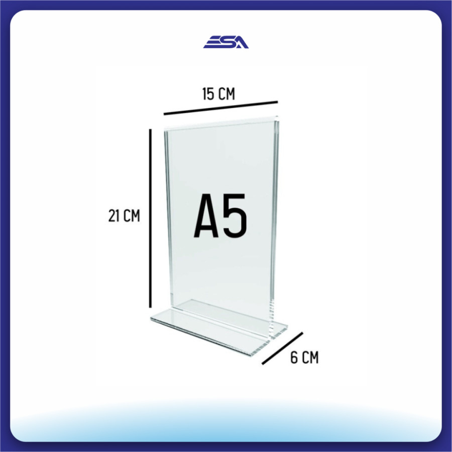 Akrilik Tempat Brosur A5 / Acrylic Tent Card Holder Stand 2 sisi A5 Type-T