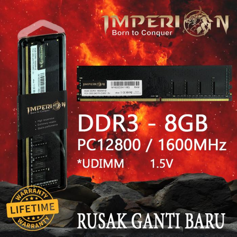 RAM PC IMPERION DDR3 8GB PC 12800 / 1600 MHz RAM KOMPUTER 1.5v 8GB