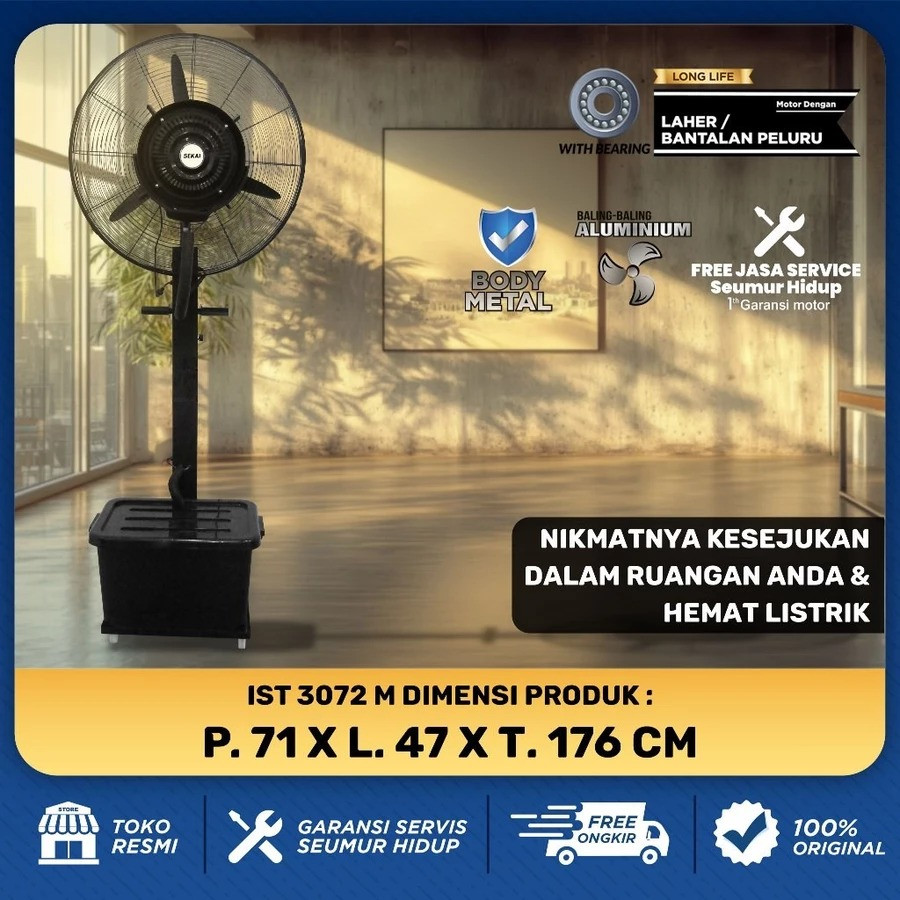 Kipas Angin Uap / Misty Fan 30 Inch, 38 Liter ( MERK SEKAI ) - depan