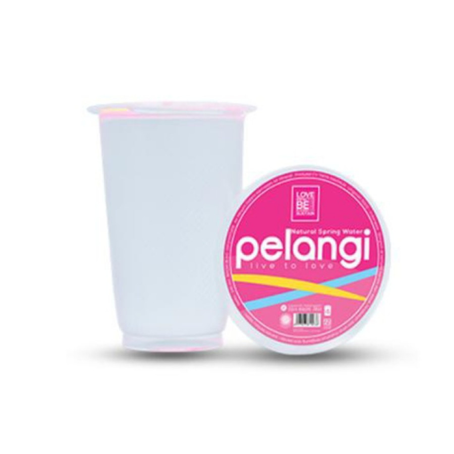 Air mineral gelas pelangi
