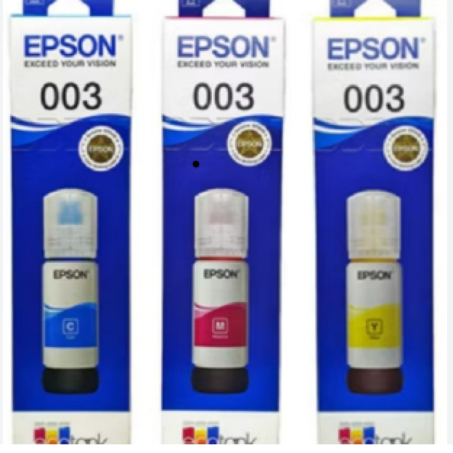 Refill Tinta Cyan, Magenta, Yellow, No. 003, Uk. 65 mL Merk Epson