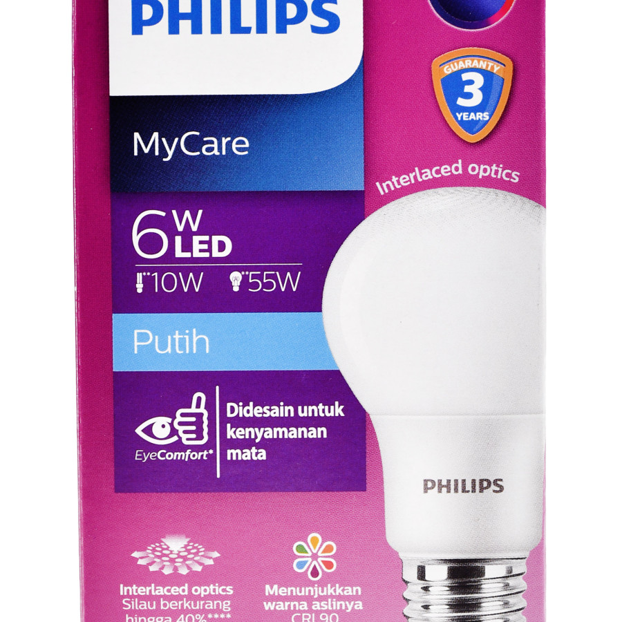 PHILIPS LED BULB 6W 6500K COOL DAYLIGHT - depan
