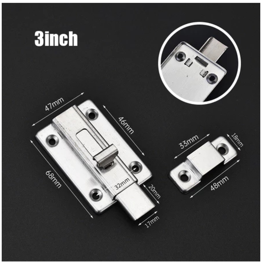 KUNCI GRENDEL PINTU Stainless 3 INCH