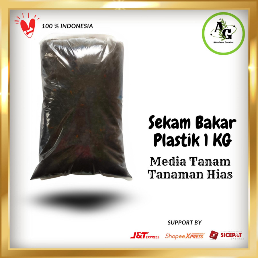 Media tanam sekam bakar murni organik kemasan plastik 1 kg full arang tanpa berabu untuk segala jenis Tanaman
