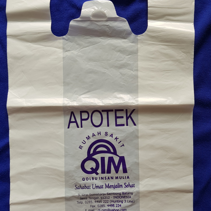tas kresek, ukuran 21, putih, Sablon - depan