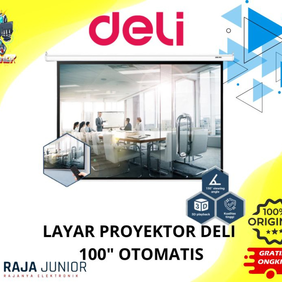 LAYAR PROYEKTOR DELI 100 INCH OTOMATIS