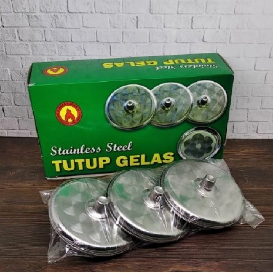 Tutup Gelas Stainles, tutup dan tatakan Stailess Stel A - utama
