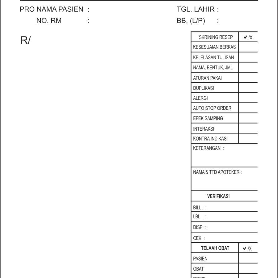 Resep Ukur 1/3 F isi 25 set 4 ply NCR