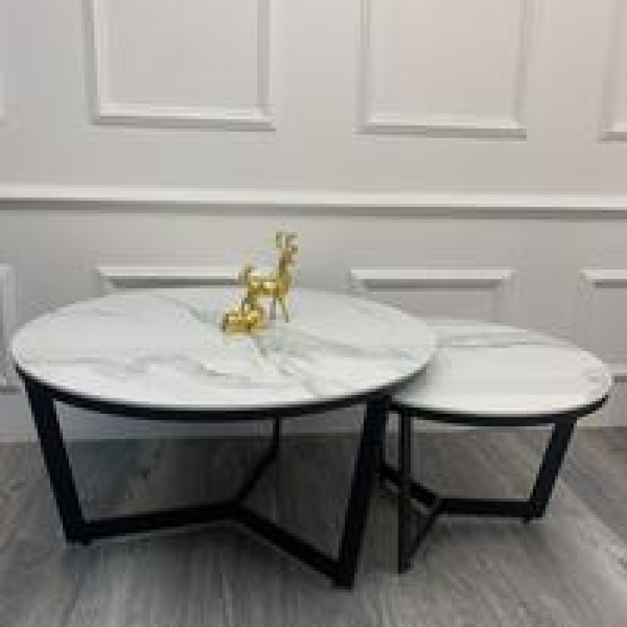 Meja Tamu Marmer Retro - depan