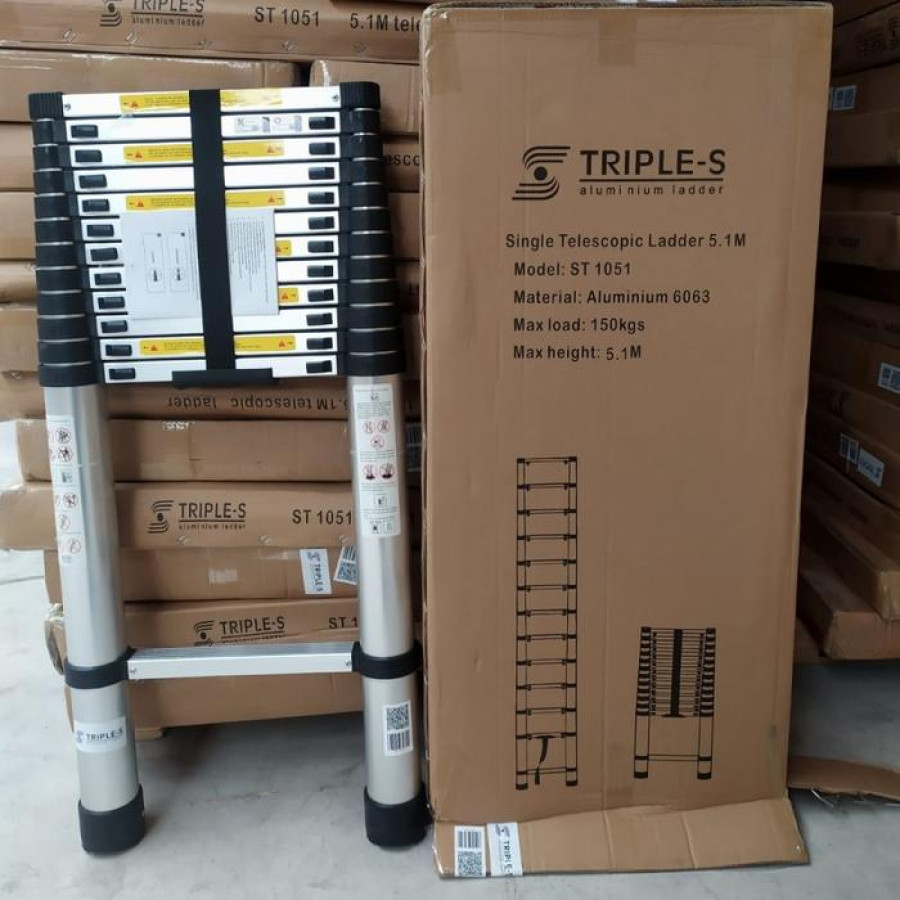 Tangga Lipat Alumunium Teleskopik 8,1m tangga lipat teleskopik tripleS - depan