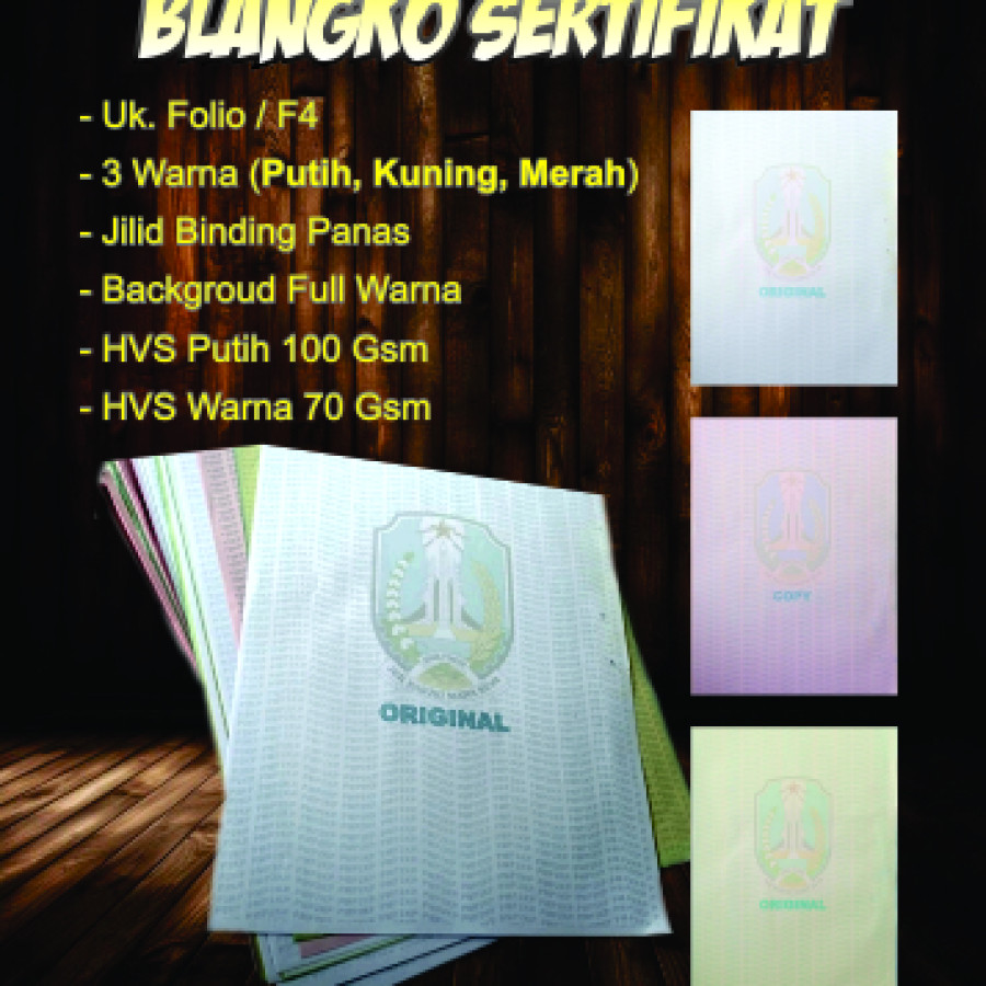 CETAK SERTIFIKAT ANALISA (F4) WARNA