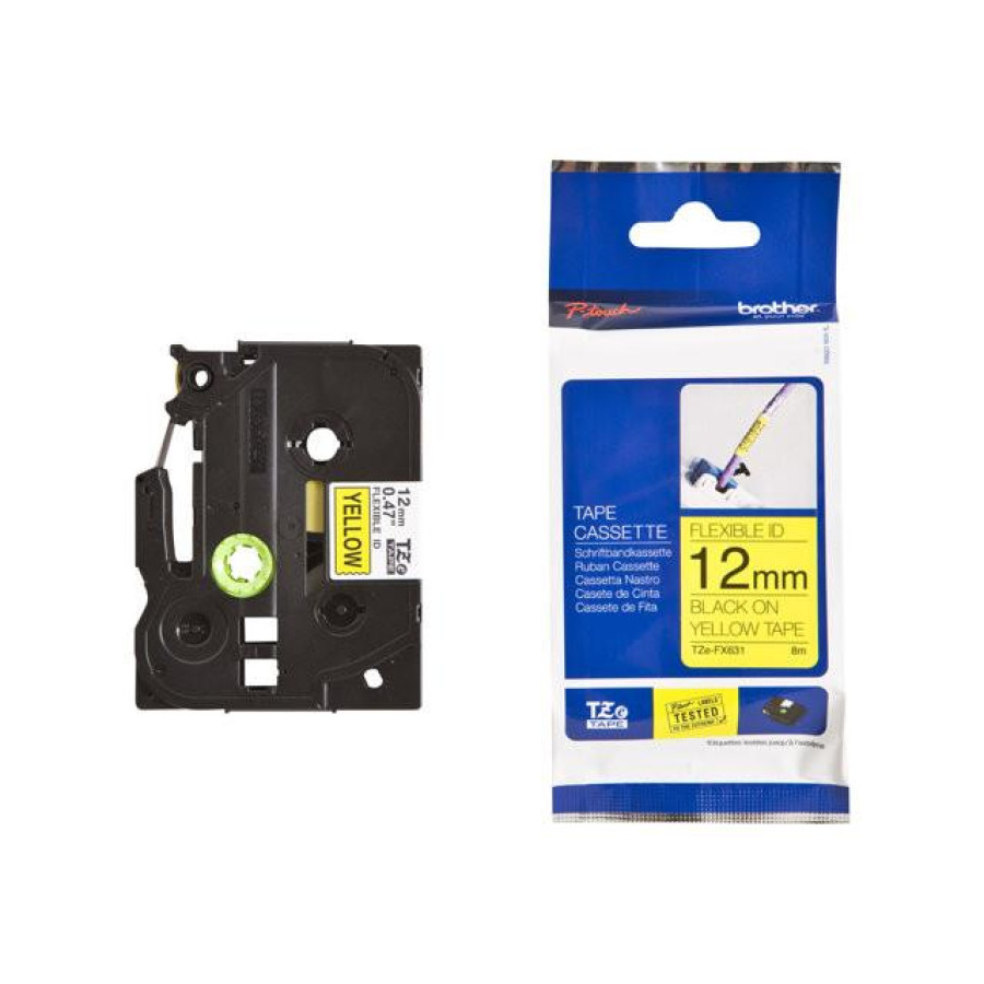 Brother Ptouch Label Tape TZe-FX631 12mm Flexible Black on Yellow