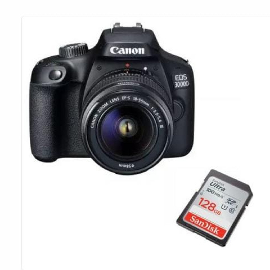 Camera Canon EOS 3000D Kit + SD Card 128GB
