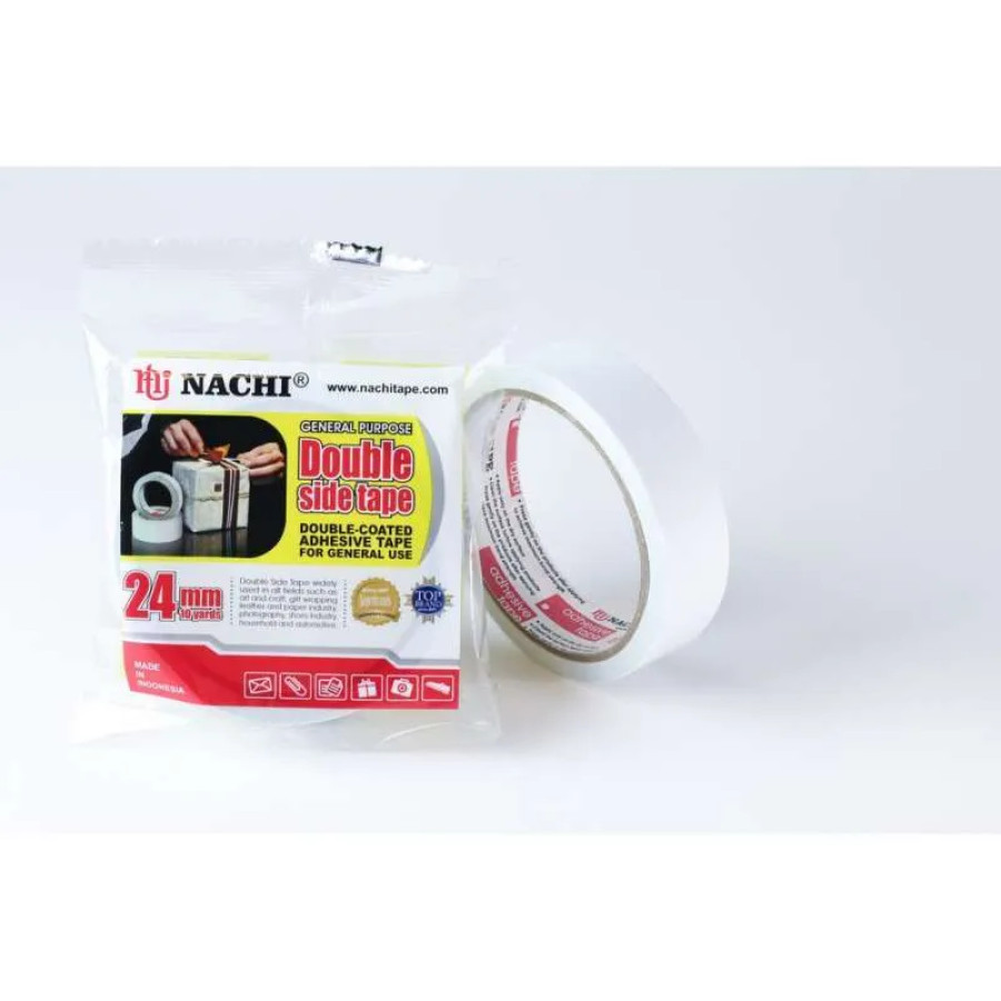 Double Side Tape Isolasi Bolak Balik Nachi 24 mm / 1 Inch x 10 Yard / 24mm / 1x10 - utama
