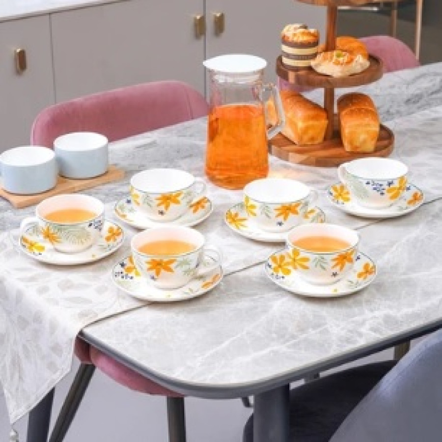 Appetite Set 6 Pcs Pallete Felicia Cangkir Dengan Saucer - Kuning - utama