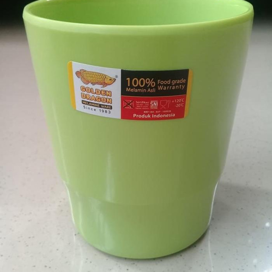Gelas 9 cm 280ml Hijau Stabilo Melamine - depan
