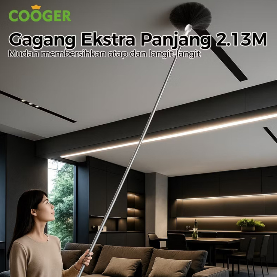 Sapu plafon kemoceng langit-langit merk COOGER Set 2 Meter - utama