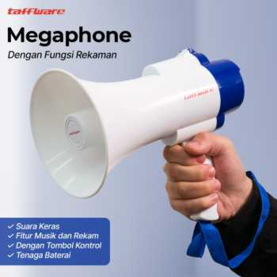 Taffware Pengeras Suara Megaphone dengan Fungsi Rekaman - 518 - White - utama
