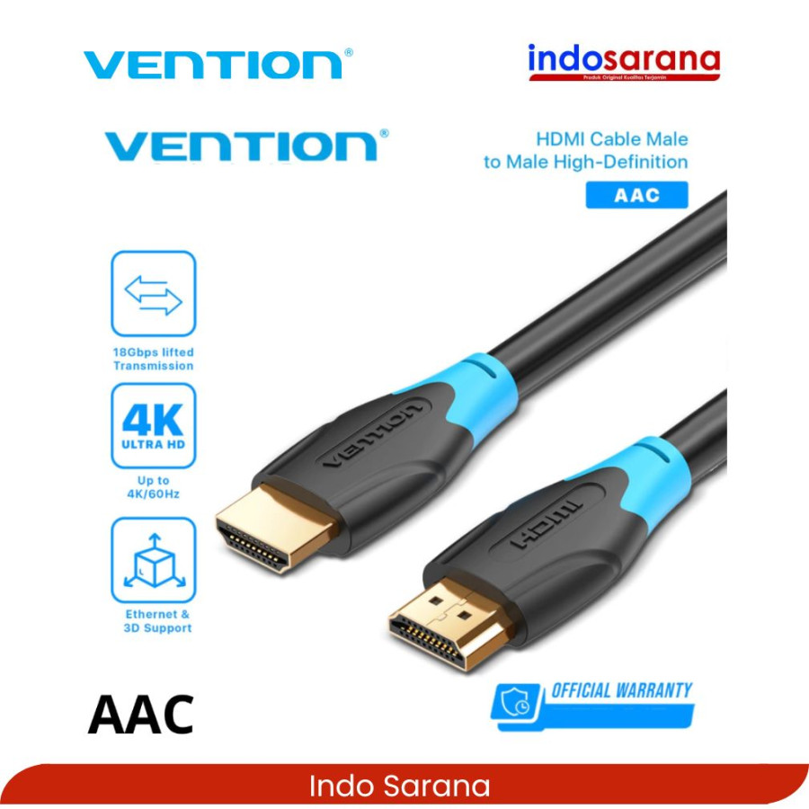 Vention AAC Kabel HDMI 3 Meter 3D UHD 4K 60Hz 30Hz 1080P PVC Material - AAC - utama
