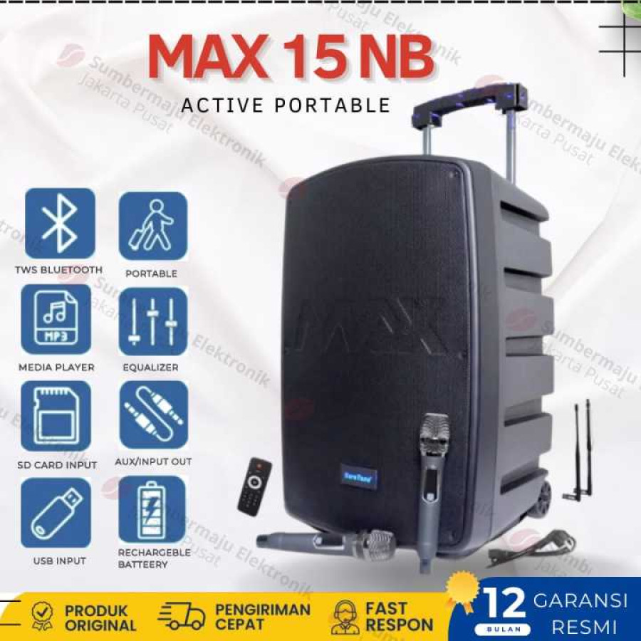 Speaker Portable Baretone MAX 15NB 15 Inch 800 Watt Original - utama