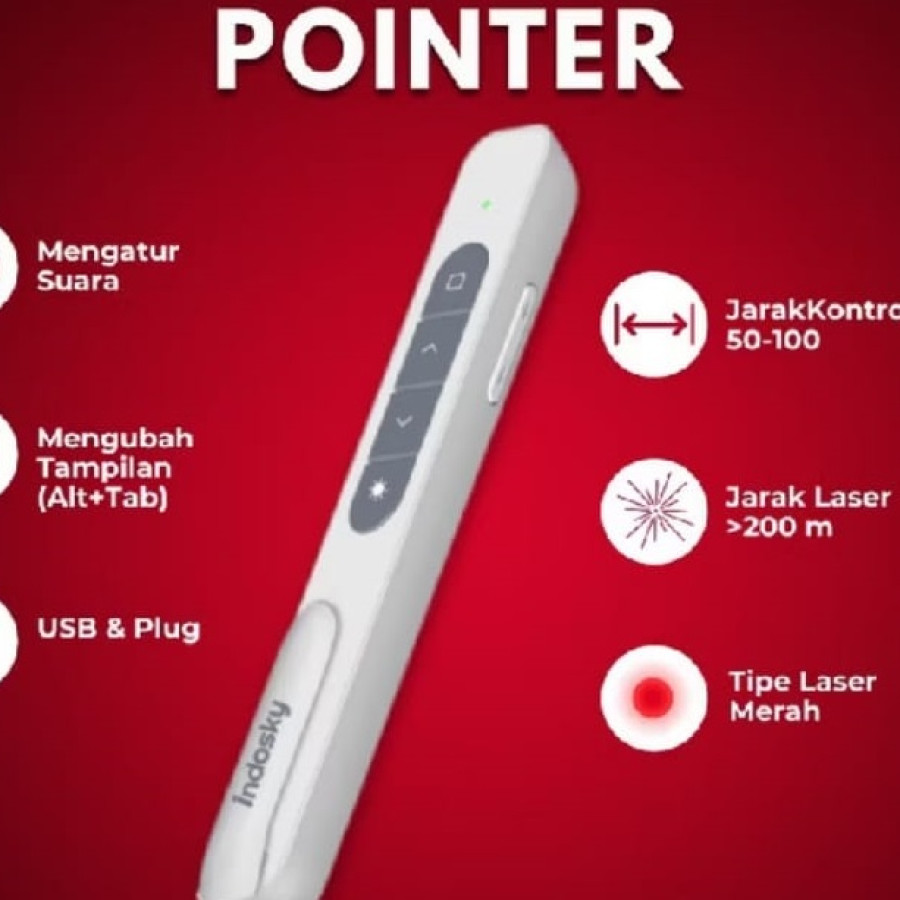Pointer Presentasi Laser Pointer Merk Indosky | Pointer Original