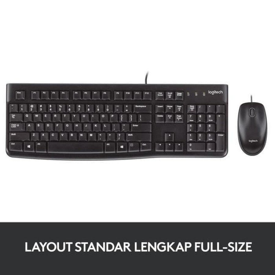 Logitech MK120 Combo Keyboard dan Mouse Kabel USB - depan