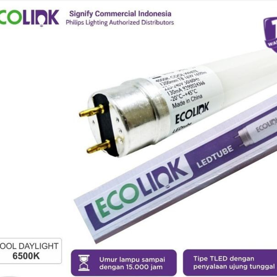 Lampu LED TL 18W Ecolink + Bare Baten (Kap)