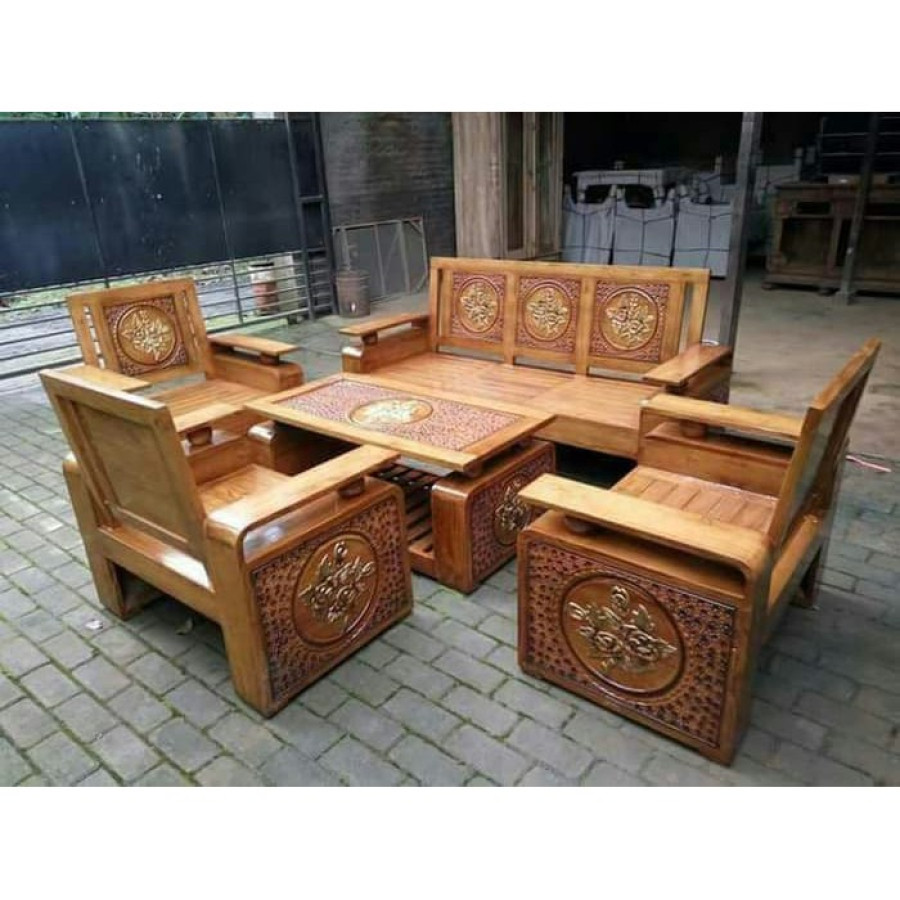 SOFA KURSI TAMU MINIMALIS KAYU JATI 2111 - samping