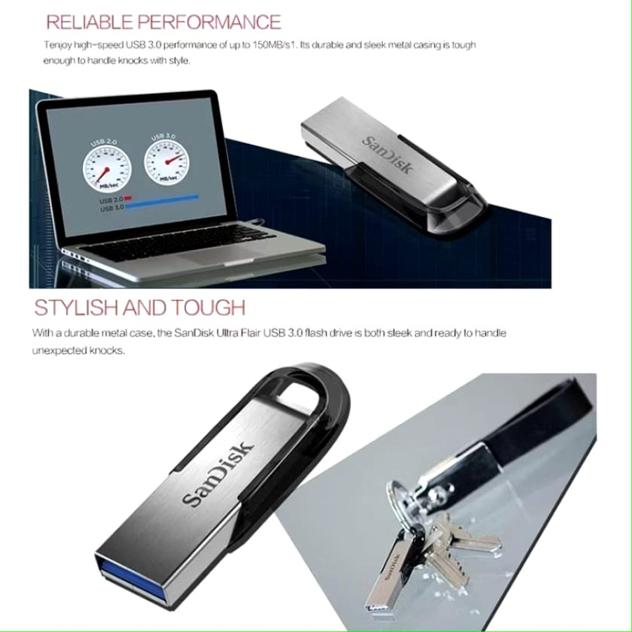 FLASHDISK MERK SANDISK KAPSITAS 64 GB - depan
