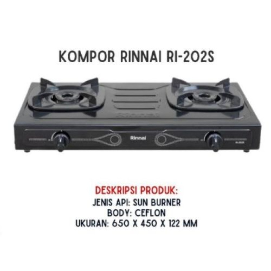 Kompor Gas 2 Tungku Merk Rinnai RI-202S