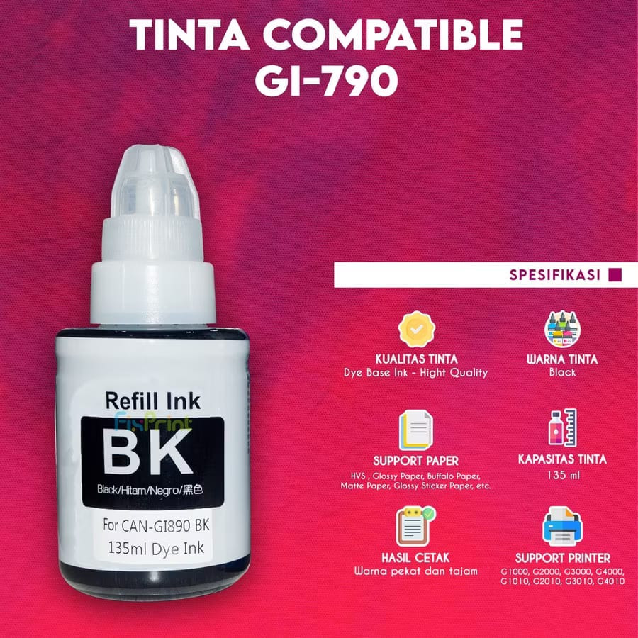 Tinta Canon Pixma 790 biru hitam kuning merah - utama