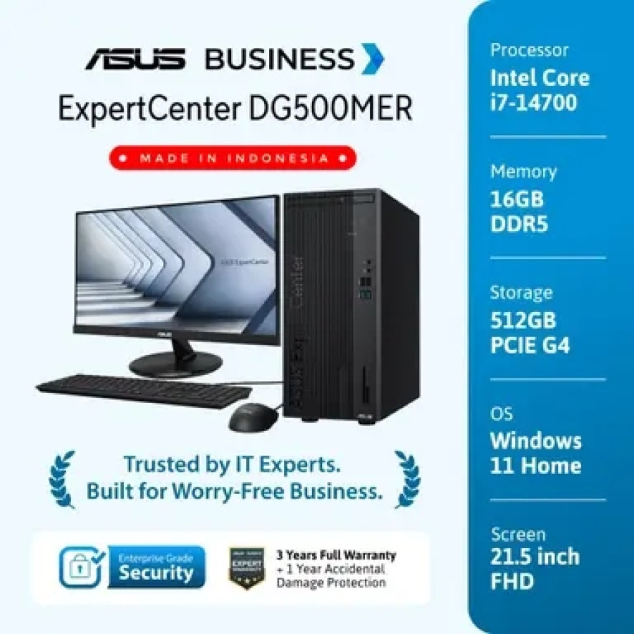 ASUS EXPERTCENTER DG500MER i7/16GB DDR5/512GB SSD/Win Home/LCD 21.5 Inch