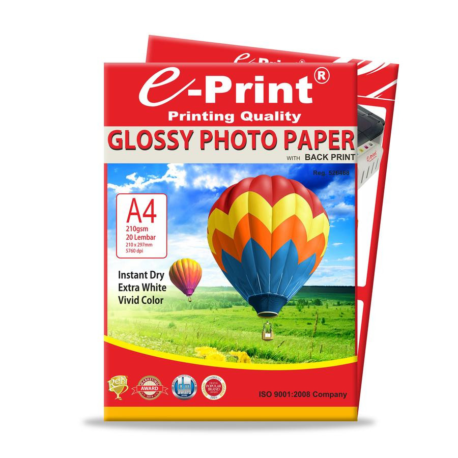 E-PRINT Kertas Foto Glossy Photo Paper 210gsm A4 20lembar - detail