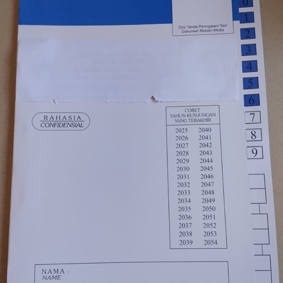 MAP SNELHECTER REKAM MEDIS No : 6 (Warna Biru Tua) - depan