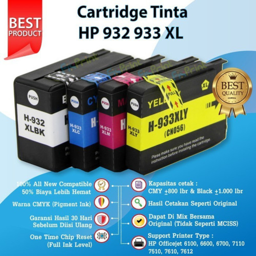 Set CMYK Catridge Printer Wide Format All in One HP
