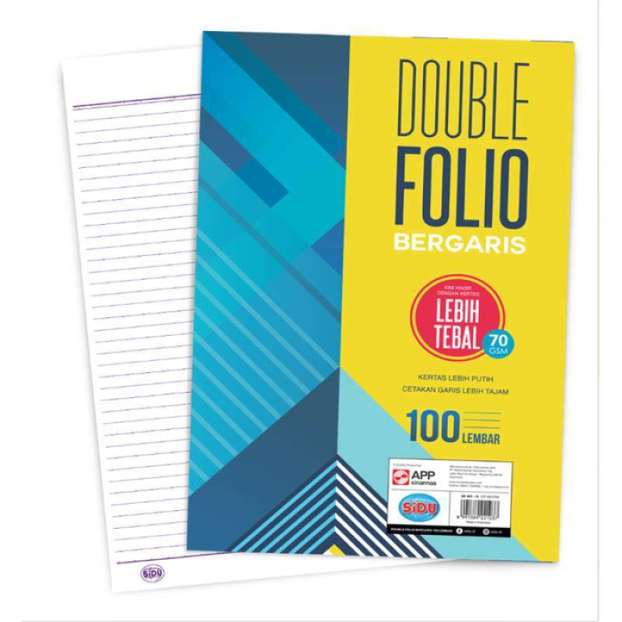 SIDU KERTAS DOUBLE FOLIO BERGARIS 70-GSM - depan