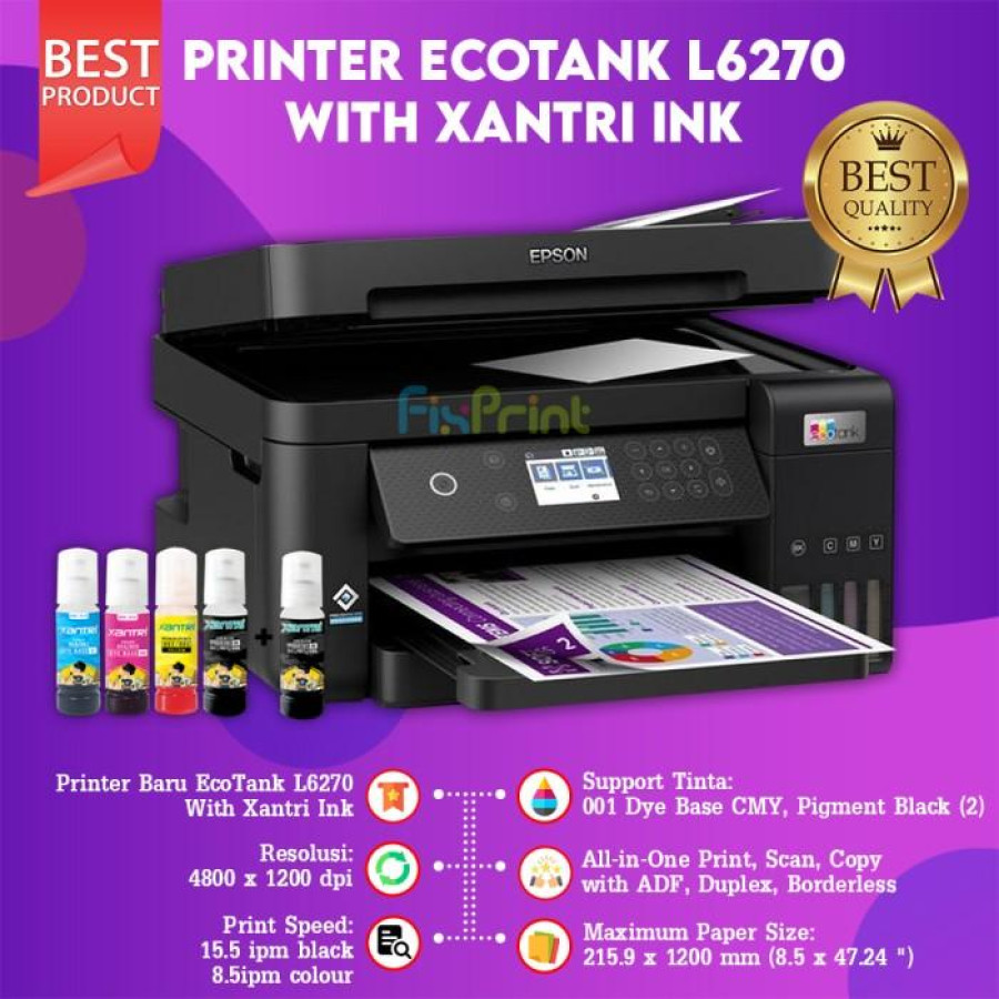 Printer Epsn EcoTank L6270 A4 Print-Scan-Copy Wi-Fi Duplex - utama
